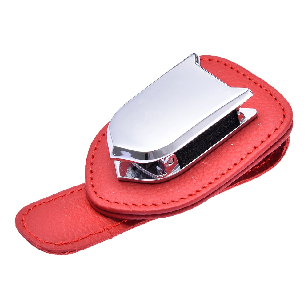 Car Visor Sunglasses Holder Spring Glasses Leather Holder Universal Goggle First Layer Mounted With Ticket Card Clip