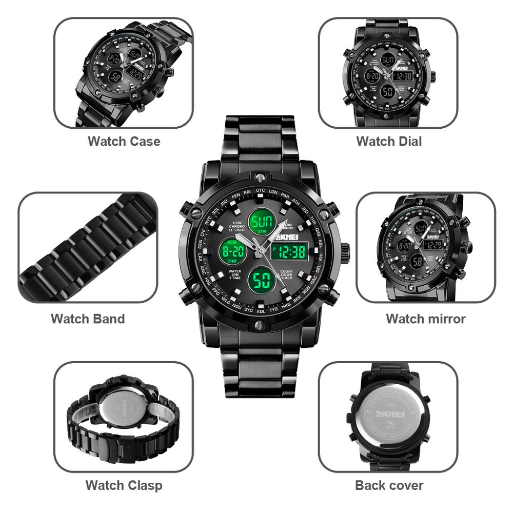 SKMEI heren horloges quartz horloges luxe sport horloge Waterdicht Roestvrij Mannelijke Horloges mode Klok Relogio Masculino 1389