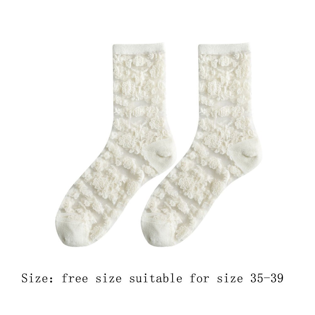 Lolita Sokken Vrouwen Sexy Glas Zijde Bloemenprint Vrouwen Transparante Sokken Vintage Voor Jk Meisje Kleding Accessoires