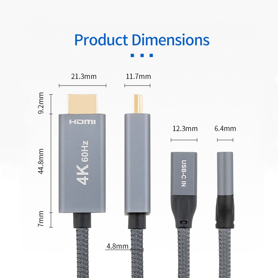 Câble adaptateur Mini HDMI mâle vers USB Type C femelle, haute résolution 4K 60Hz, 20cm