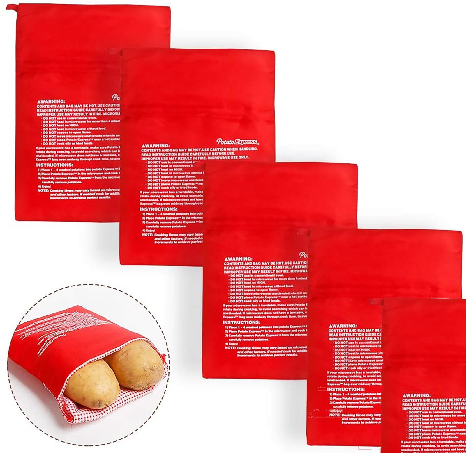 1Pcs Rood Wasbare Cooker Bag Magnetron Bakken Aardappelen Zak Rijst Pocket Koken Gereedschap Om Te Koken Keuken Gadgets Bakken tool