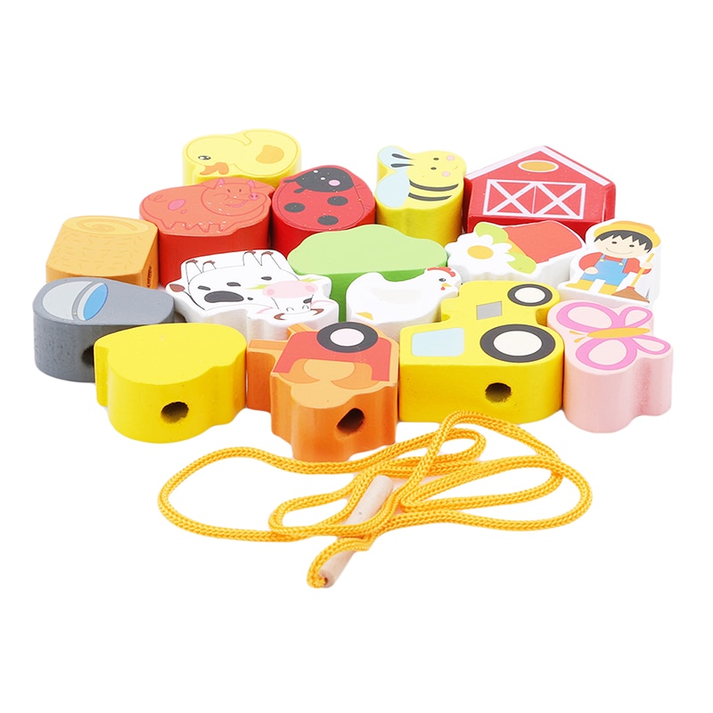 Baby Bloem Kralen String Vetersluiting Puzzel Houten Speelgoed Vroeg Leren Educatieve Peuter Speelgoed Voor Kinderen 2-4 jaar