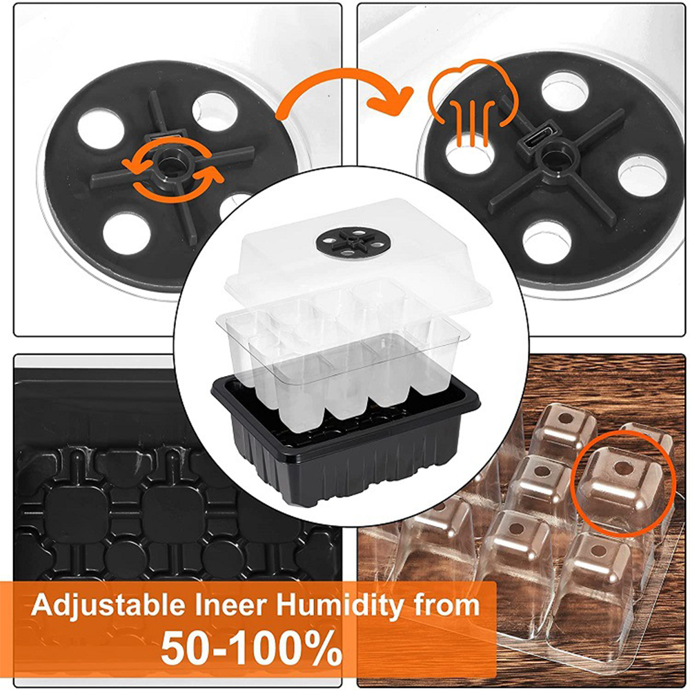 Seedling Tray Garden Jardinage Hydroponics Growing System Plant Nursery Thermostatic Pot With Rotating Vents And Grow Lights