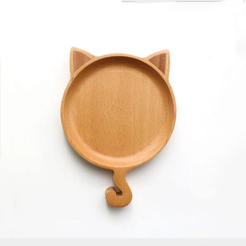 Plateau Dessert japonais dessin animé | Assiettes de cuisine en bois d'animaux, plateau de chat cerf petit déjeuner pour enfants