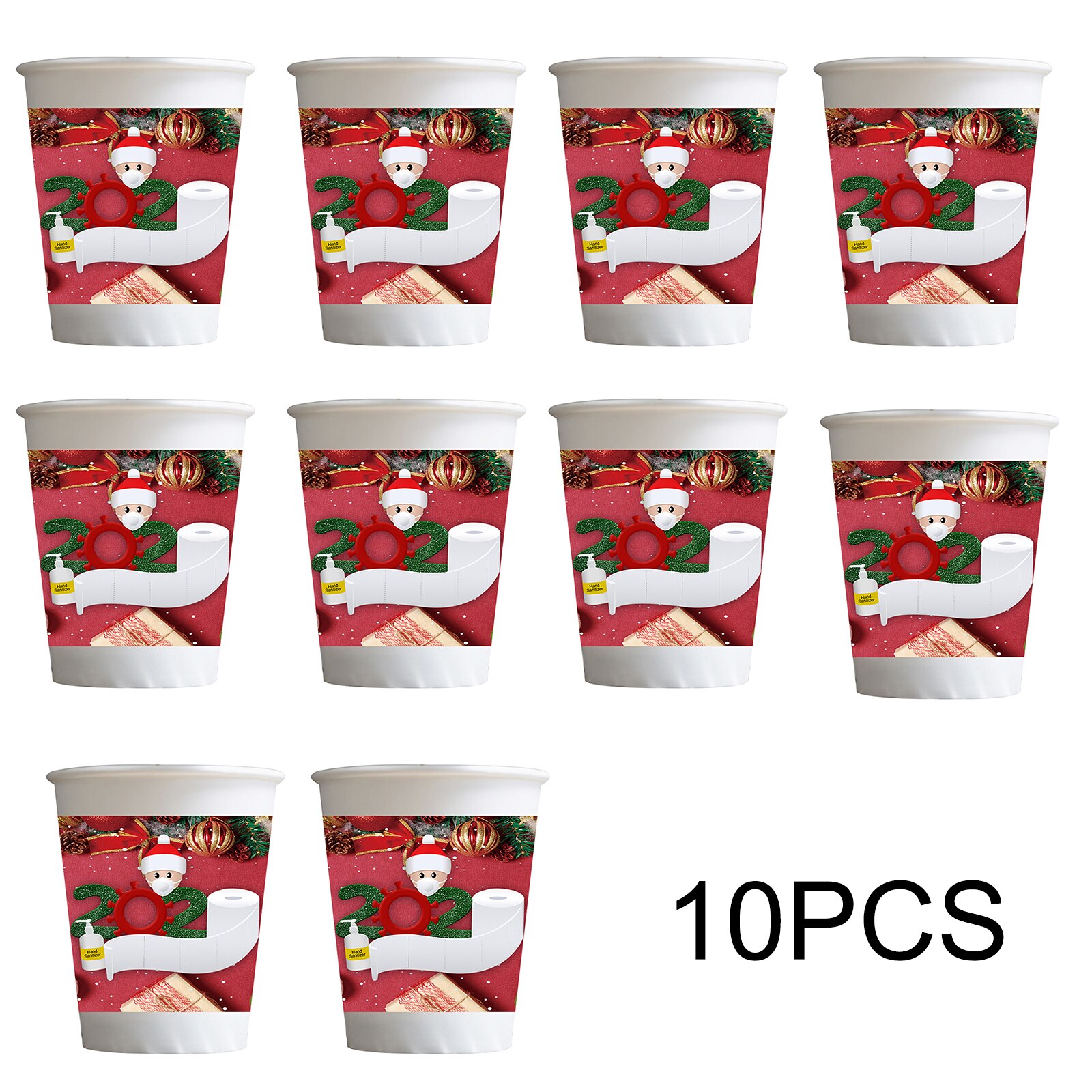 10Pcs Kerst Papier Cups Kerst Decoraties Voor Huis Santa Wegwerp Cup Jaar Party Tafel Decor G10: Default Title