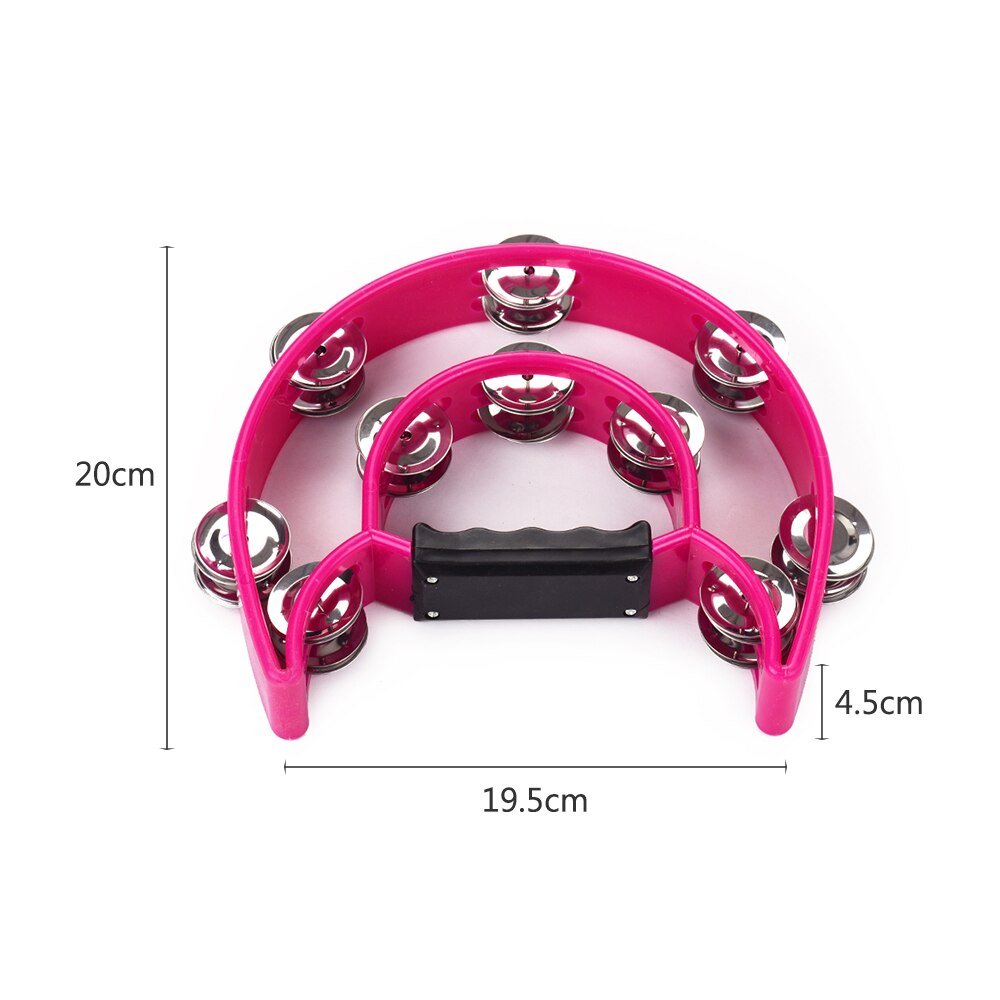 Handheld Tambourine Handbell Drum Timbrel Percussion Musical Toy Double Rows 20 Pairs of Metal Jingles for Karaoke Party