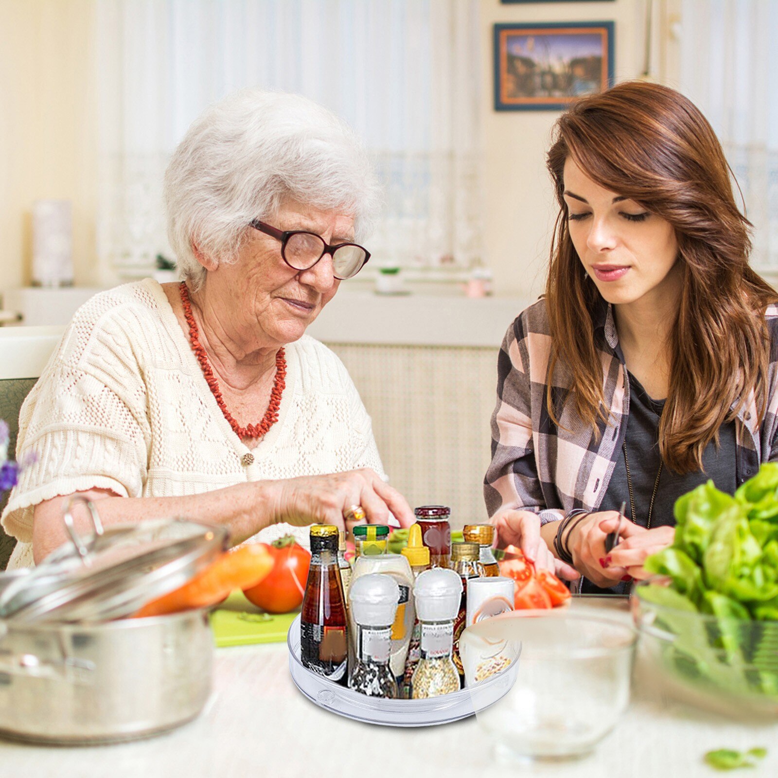 Kitchen Condiment Cosmetics Transparent But Rotating Storage Box Multifunctional Transparent Cosmetic Organizer: A