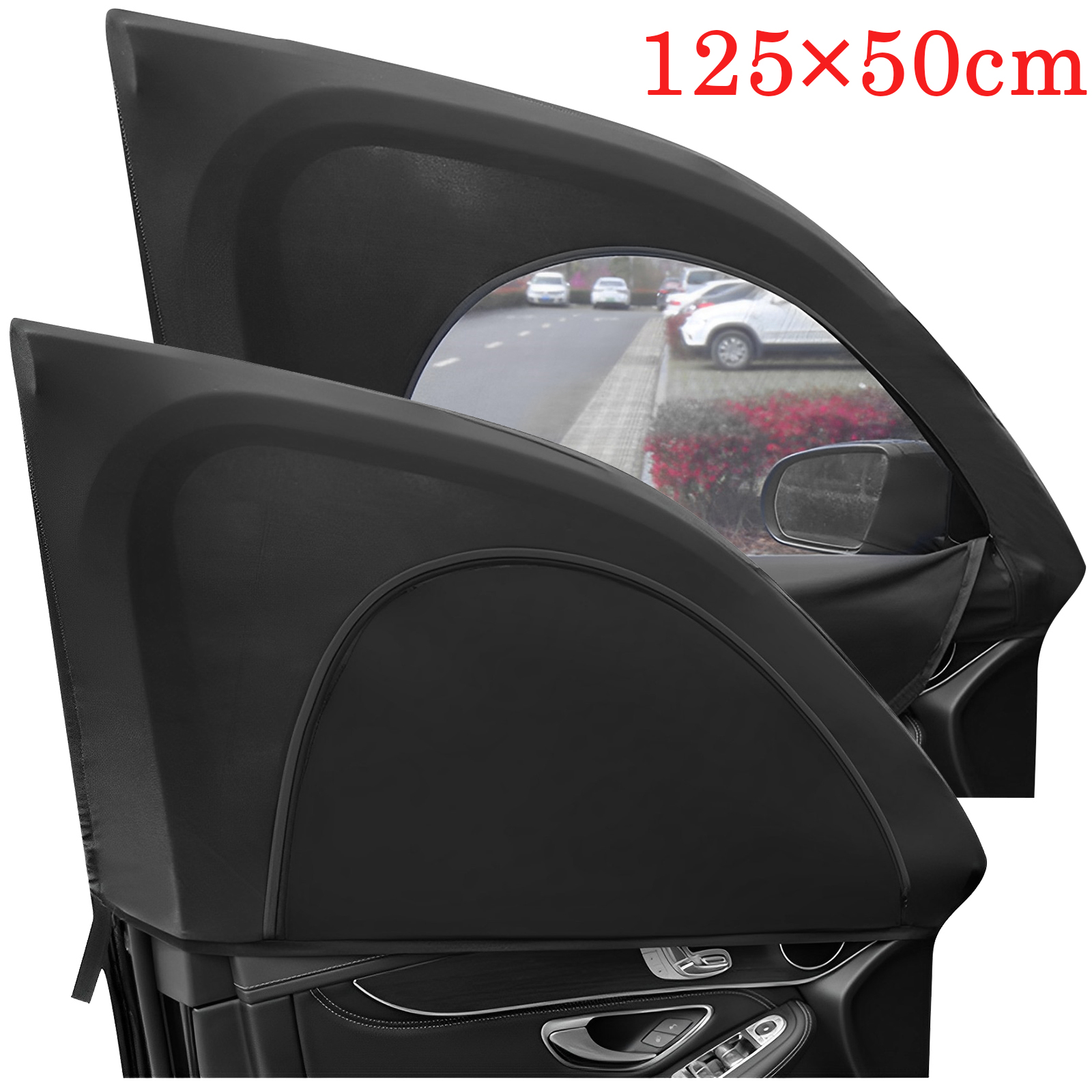 2 Stuks Autoruit Schaduw Gordijn Elastisch Auto Voor Achter Zijruit Zonnescherm Ademend Privacy Zonnescherm Bescherming Cover voor Auto: Army Green