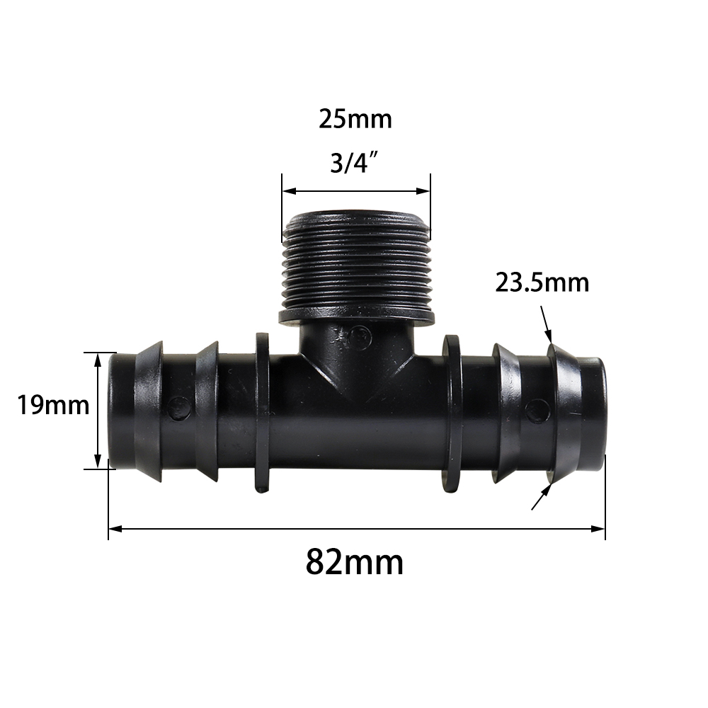 Connecteurs filetés en t, 1/2 "3/4", 16, 20, 25mm, 2 pièces, connecteur de tuyau d'irrigation PE, Micro système d'irrigation, connecteurs de pagode d'eau: Rouge