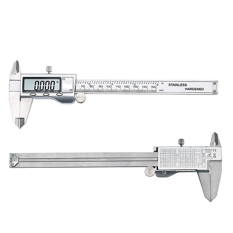 QSTEXPRESS Digital Caliper 150mm Steel Inch Electronic LCD Vernier Caliper 0.01mm Measuring & Gauging Tool Black Box QST639