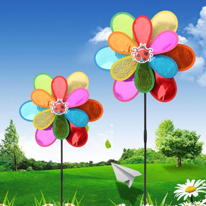Double Layer Windmill Wind Spinner Sequins Whirligig Home Yard Party Decor