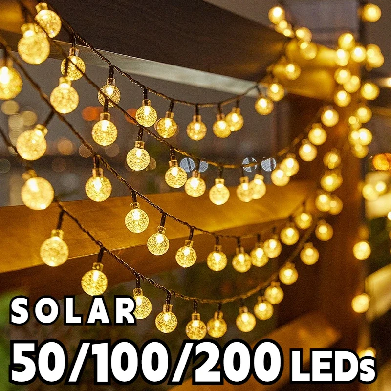 Solar Crystal Globe LED String Lights LED Solar Outdoor Light IP65 Fairy Light Wedding Garland for Garden Party Decor