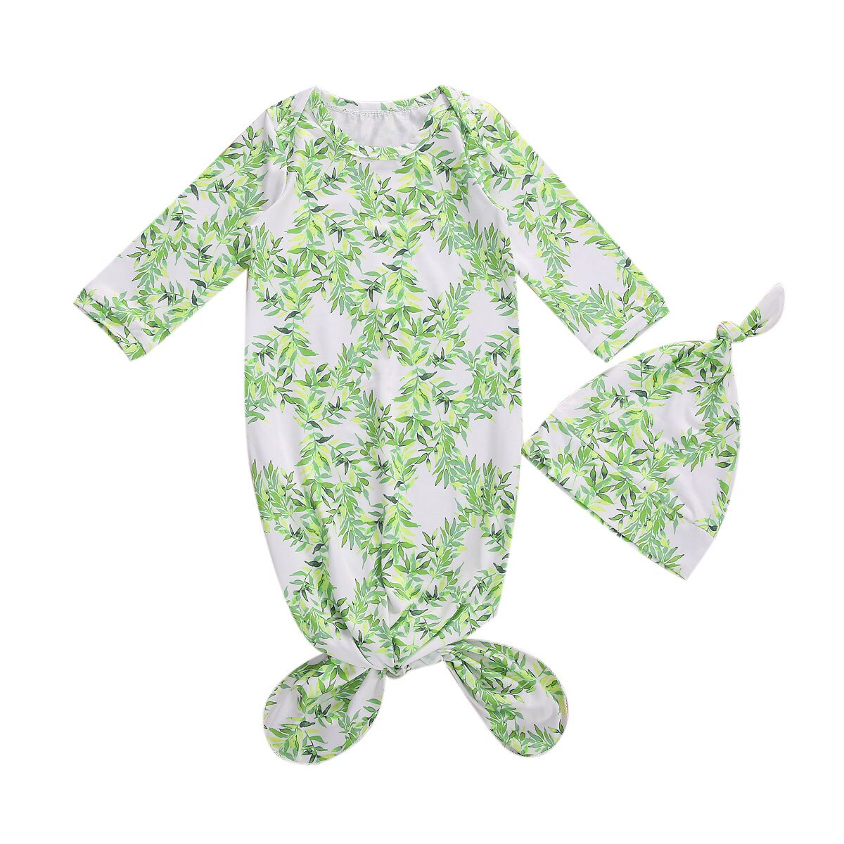 0-6M infantile -né bébé fille garçon dormir barboteuse à manches longues imprimé combinaison chapeau 2 pièces tenues ensemble 8 couleurs: B