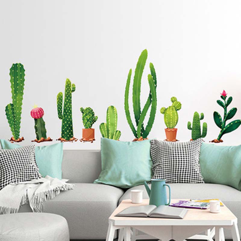 vloeiend patroon Mantsjoerije Cactus Bonsai Potplanten Decoratieve Muurstickers voor Kinderkamer Home  Decor Keuken Woonkamer Raam Decor Decal 1 PC – Grandado