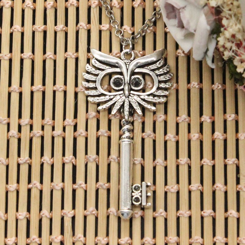 Pendentif tibétain en forme de hibou, couleur argent, ras du cou, breloque courte et longue, bijoux faits à la main, prix d&#39;usine, nouvelle: round chain / 45cm