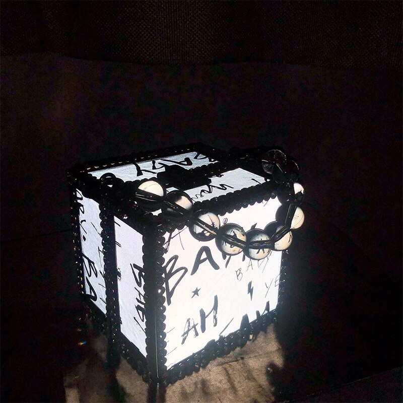 Diamant vierkante doos stijl reflecterende letter dames feest handtas schoudertas crossbody tas vrouwelijke ketting portemonnee