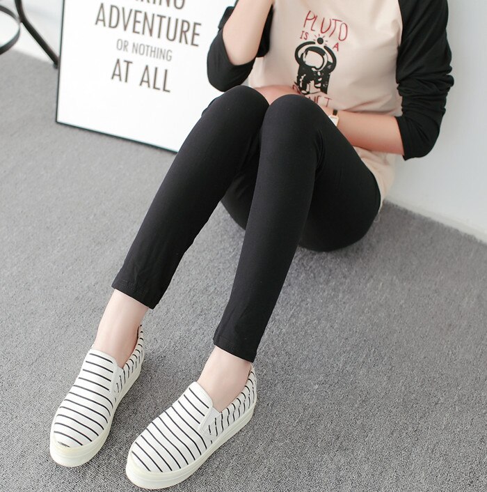 Negro y blanco Vertical rayas impresas mujeres Leggings Casual elasticidad tobillo-longitud pantalón Mujer Fitnes Legging: 5