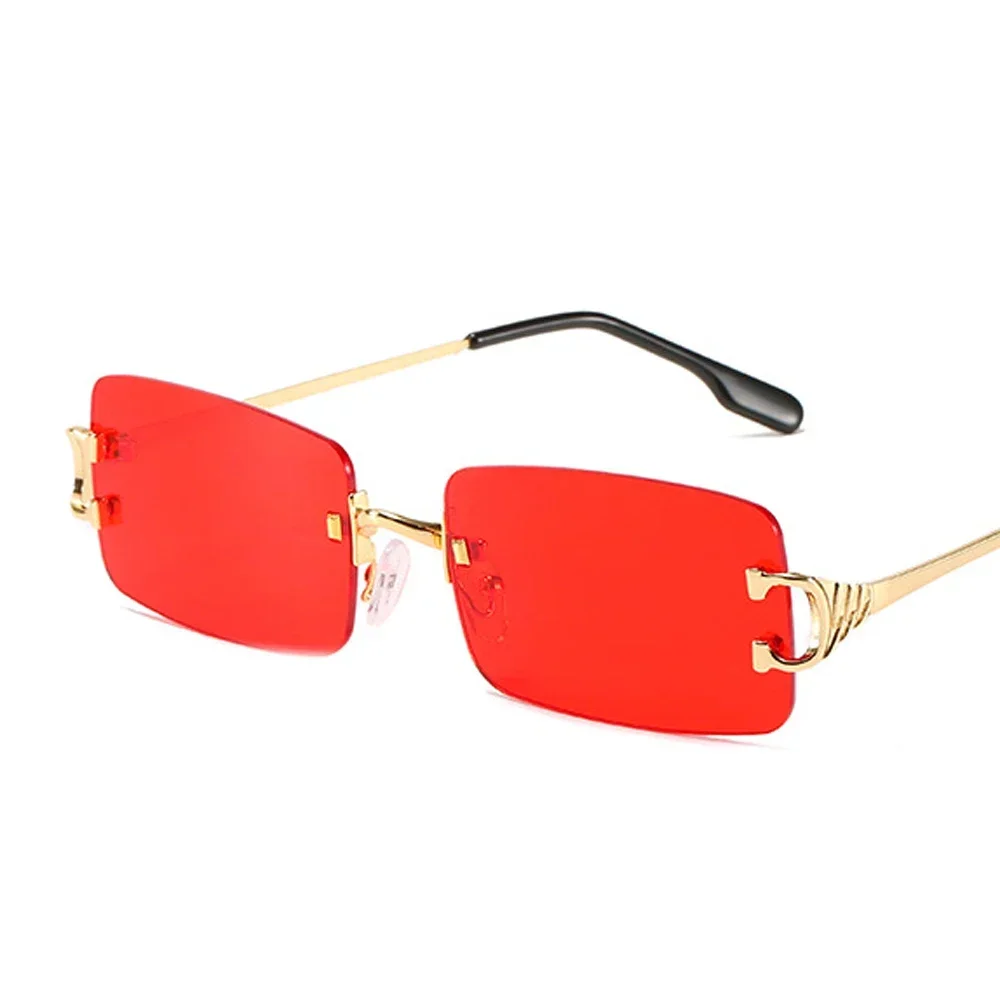 MUSELIFE gafas de sol estrechas para hombre sin montura verano 2025 rojo azul negro gafas de sol rectangulares para dama cara pequeña: Blanco
