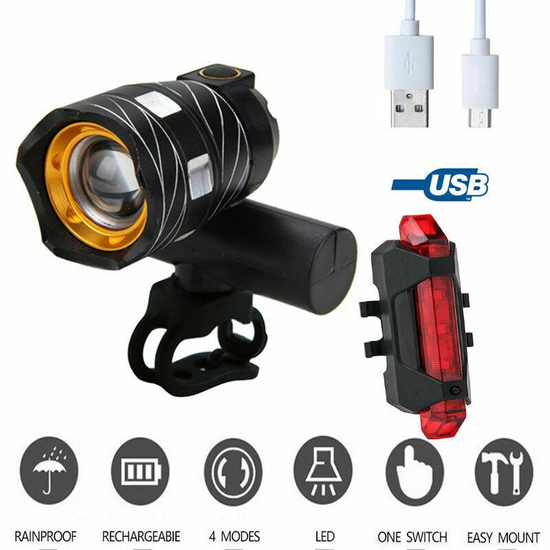 Oplaadbare 15000LM Xm-T6 Led Mtb Fietsverlichting Fiets Voor + Achter Koplamp
