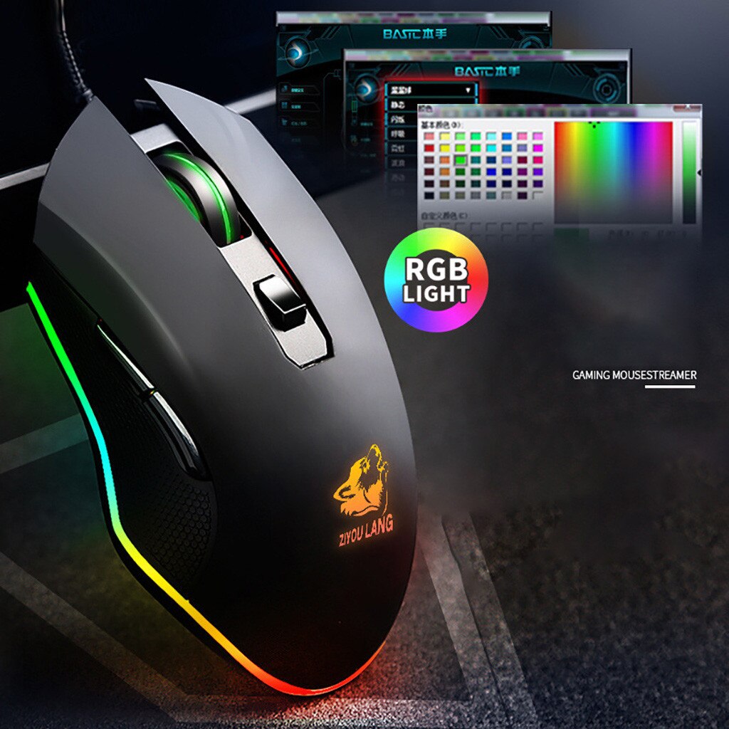 V1 Gaming Mouse Macro Definition Machinery Mouse E-Sports RGB Mouse USB 3200DPI Backlight LED Mice For Laptop Desktop PC #BL1