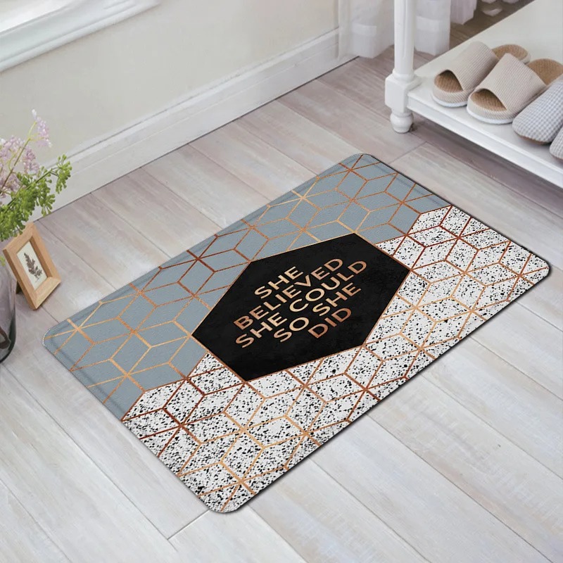Alfombra de puerta con estampado geométrico, decoración para el hogar y el baño