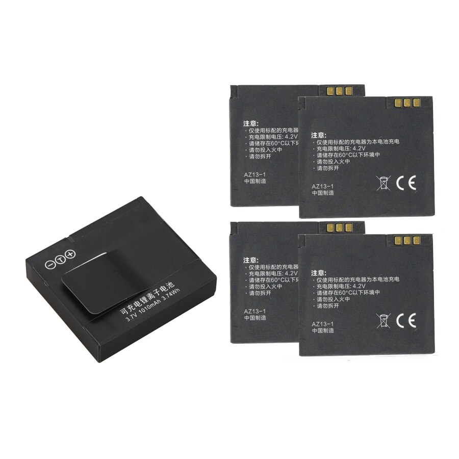 1010mAh AZ13-1Battery For Xiaomi Yi Action Camera Battery Rechargeable Replacement Bateria: Battery x5