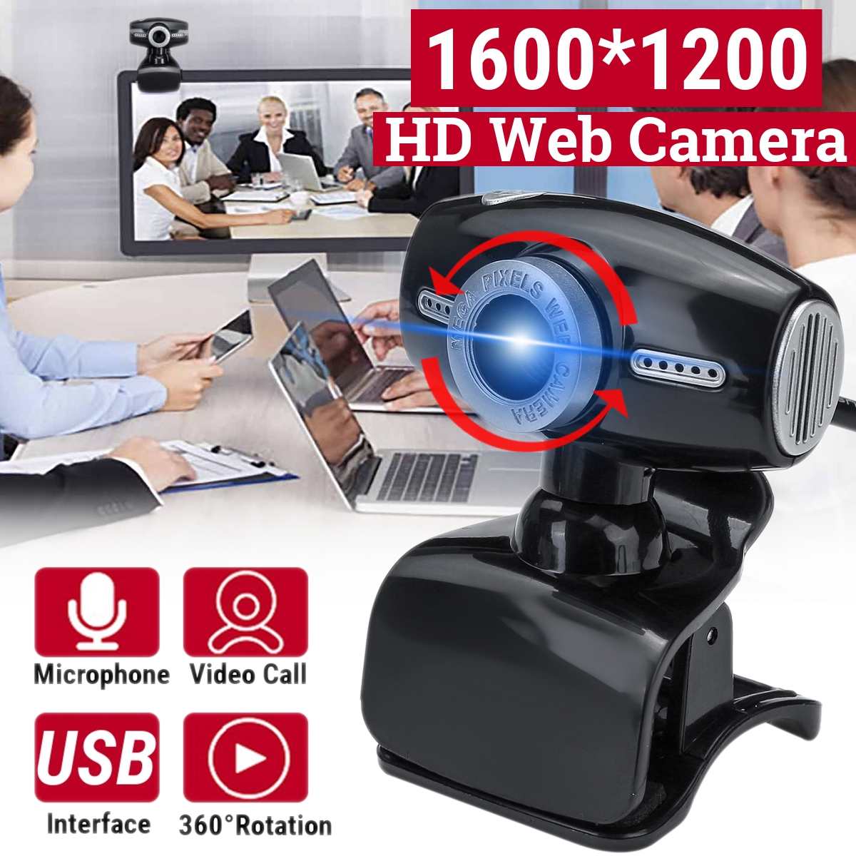 HD 1200P Web Cam Desktop PC Video Calling Webcam Camera with Microphone Mic USB Web Camera For Meeting Video Online Classes