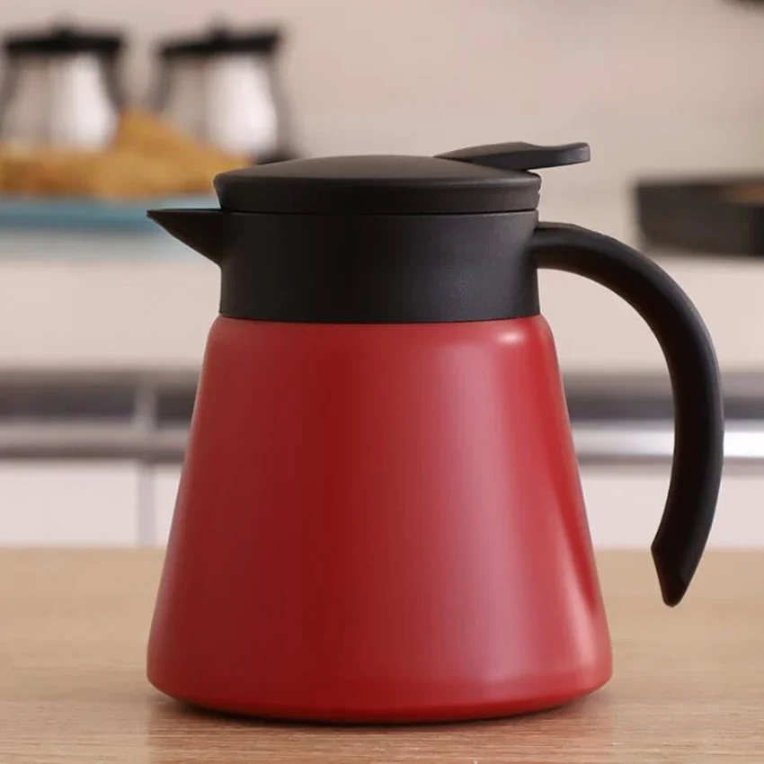 Jarra térmica de café de acero inoxidable de 600ml, jarra termo de doble pared para el hogar, la oficina, mantiene las bebidas calientes, garrafa térmica: Rojo