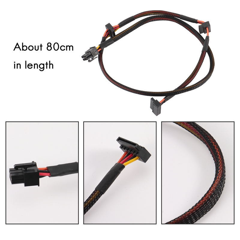 Modular PSU 6Pin to 3-Port SATA Power Cable 18AWG Wire 80cm for Antec NP TP ECO Series