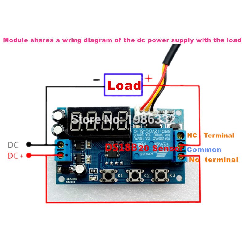 12V High precision Intelligent Thermoregulator Thermostat Temperature Controller DS18B20 Sensor Delay Timer Time Relay Switch