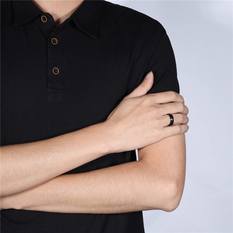 Eamti 6/8mm Black Men Rings Brushed Male Pure Titanium Ring Cool Couple Wedding Band Unisex Dark anillo hombre Allergy free