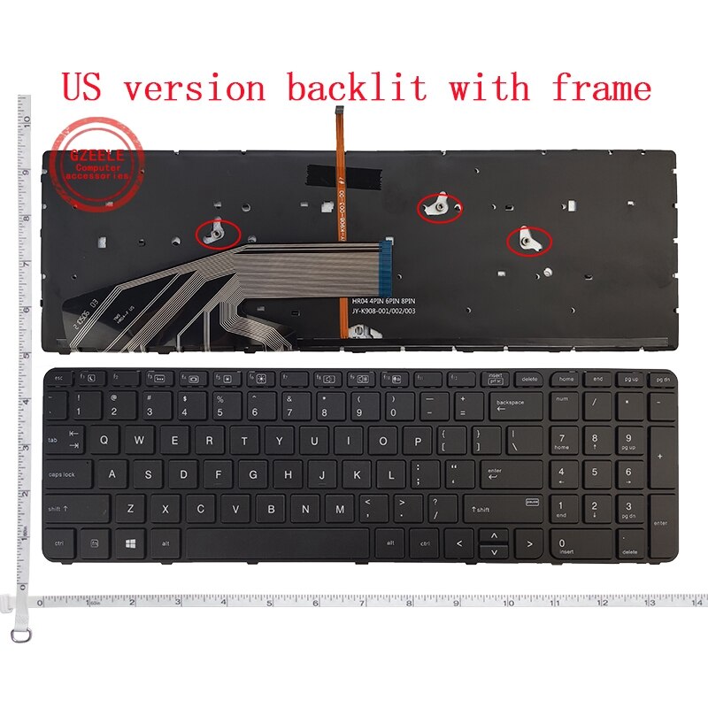 GZEELE US Laptop Keyboard For HP ProBook 450 G3 455 G3 470 G3 NO BACKLIT with Frame US: backlight