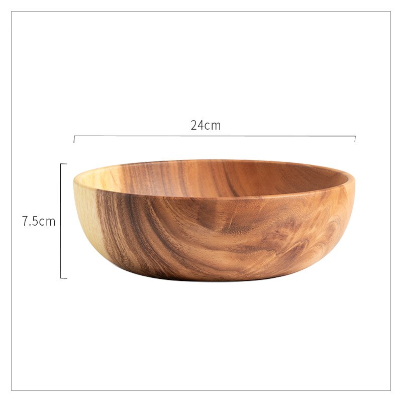 Cuenco de madera hecho a mano de estilo japonés, utensilios de cocina de madera de Acacia, tazón de Ramen para sopa, batidos, utensilio de cocina