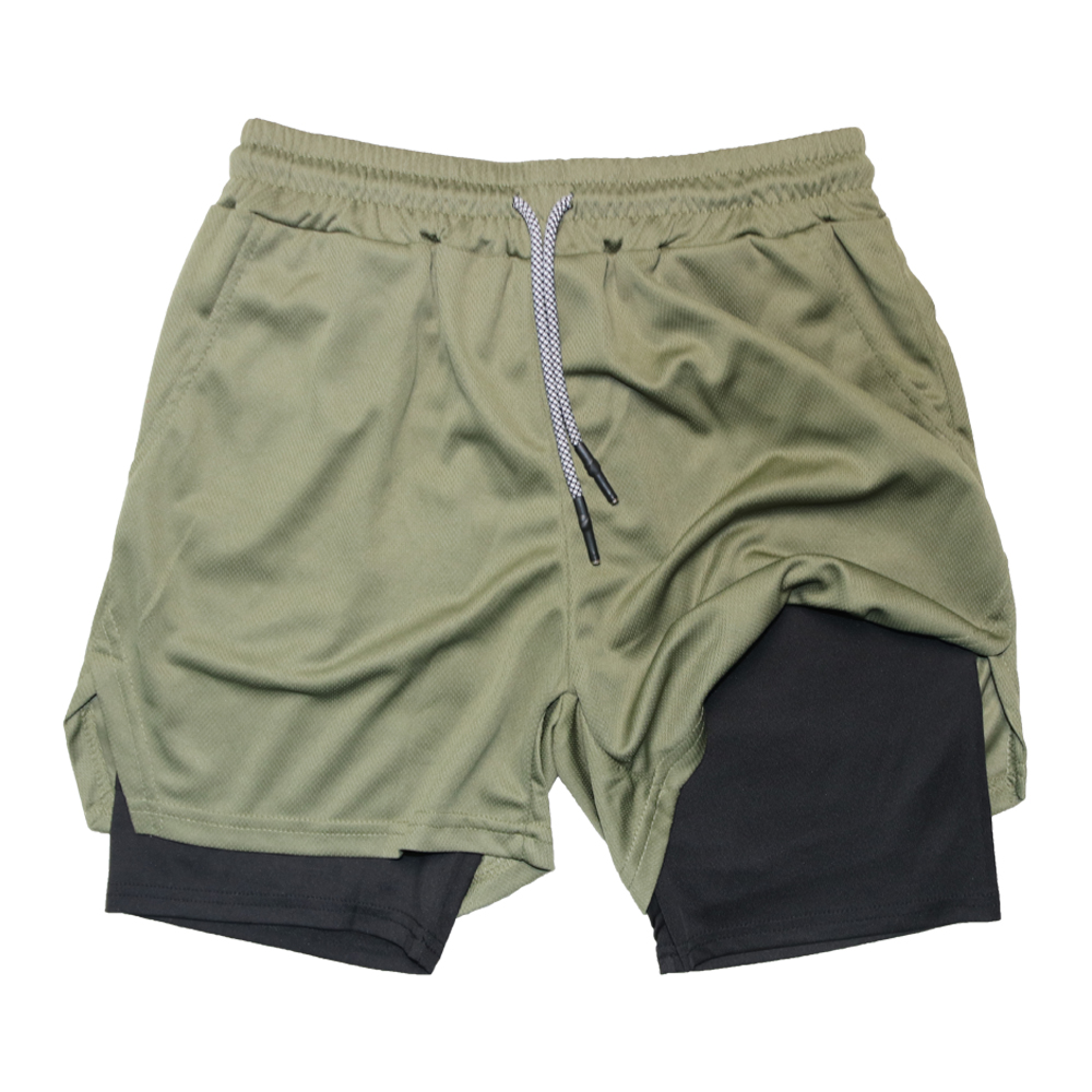 Short de Fitness Double couche pour hommes, short de sport 2 en 1, séchage rapide, entraînement, Jogging, Double pont, été