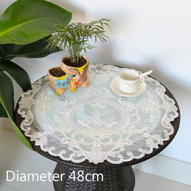 Napperon de table en dentelle 8 motifs, napperon rond de noël en tissu, tasse de mariage, dessous de verre, serviette de cuisine: White 2