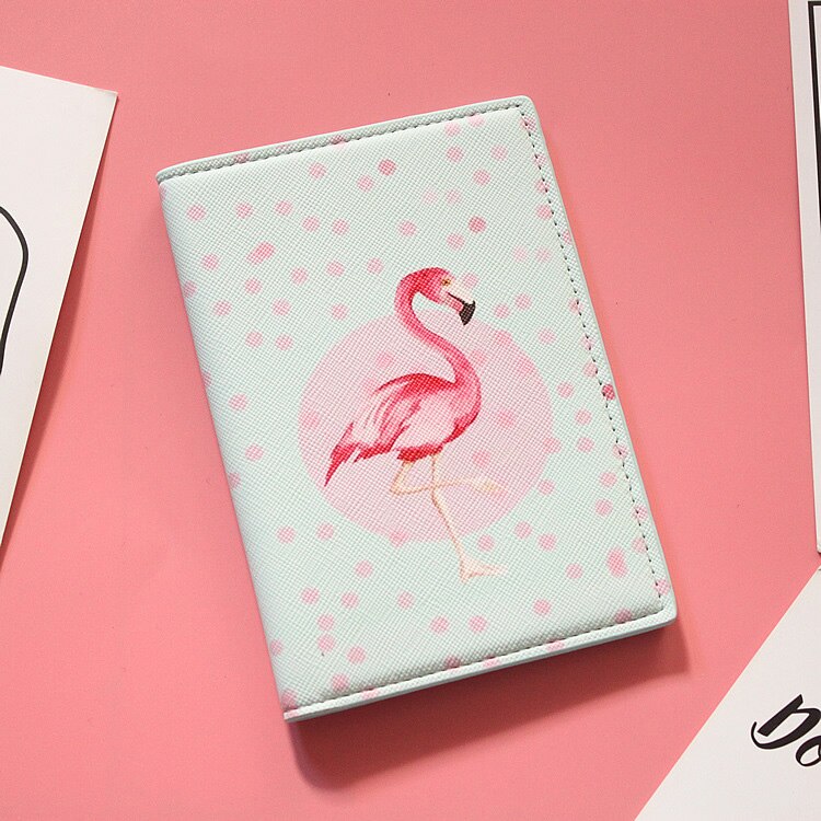 Alta-fim de design famoso flamingo capa de passaporte titular do cartão de crédito azul homem mulher caso de passaporte negócios unisex carteira de viagem: COFFEE