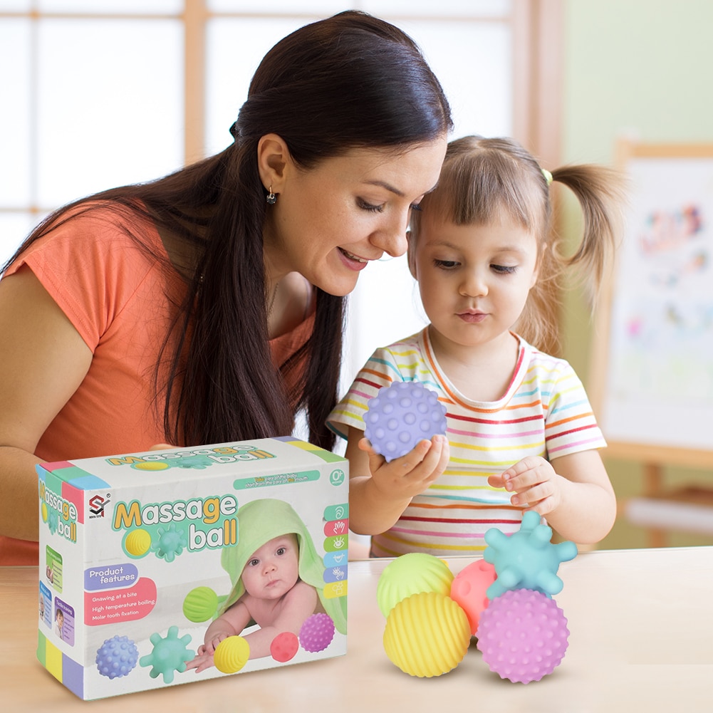 Baby Toy Ball Set Develop Baby's Tactile Senses Toy Touch Hand Ball Toys Baby Training Ball Massage Soft Ball