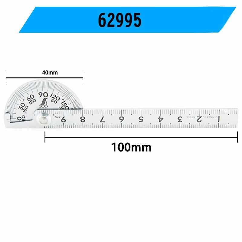 SHINWA Penguin Mini Protractor Classic Angle Gauge Ruler Machinist Craftsman Tool 180 Degree Dia40mm Dia90mm Head 10cm: ChromeFinish62995