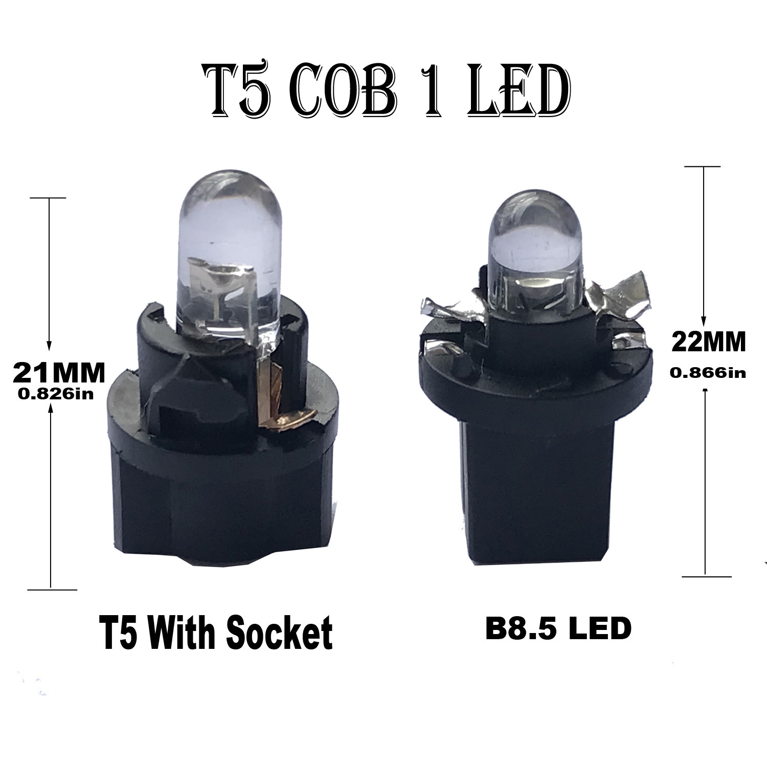 10Pcs T5 Led Bulb W3W W1.2W B8.5 COB Led Car Interior Lights Dashboard Warming Indicator Wedge Auto Instrument Lamp 12V