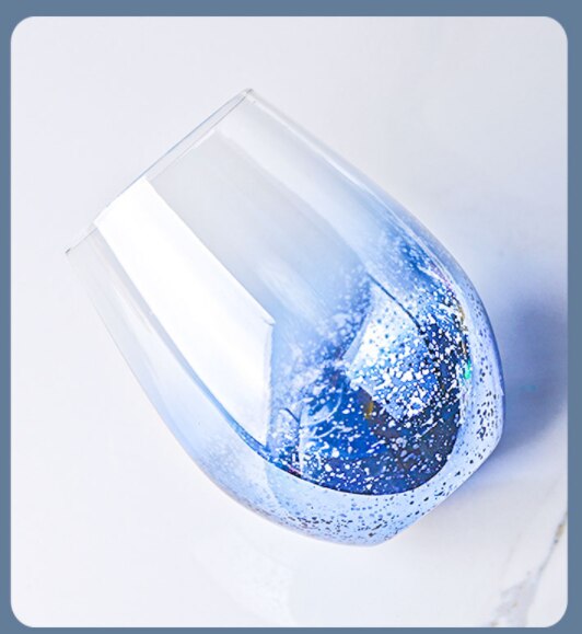 Creatieve Sterrenhemel Ei Vorm Glas Ontbijt Cup Koffie Thee Melk Sap Water Mok Rode Wijn Whiskey Cup Liefhebbers vrienden Cup: blue