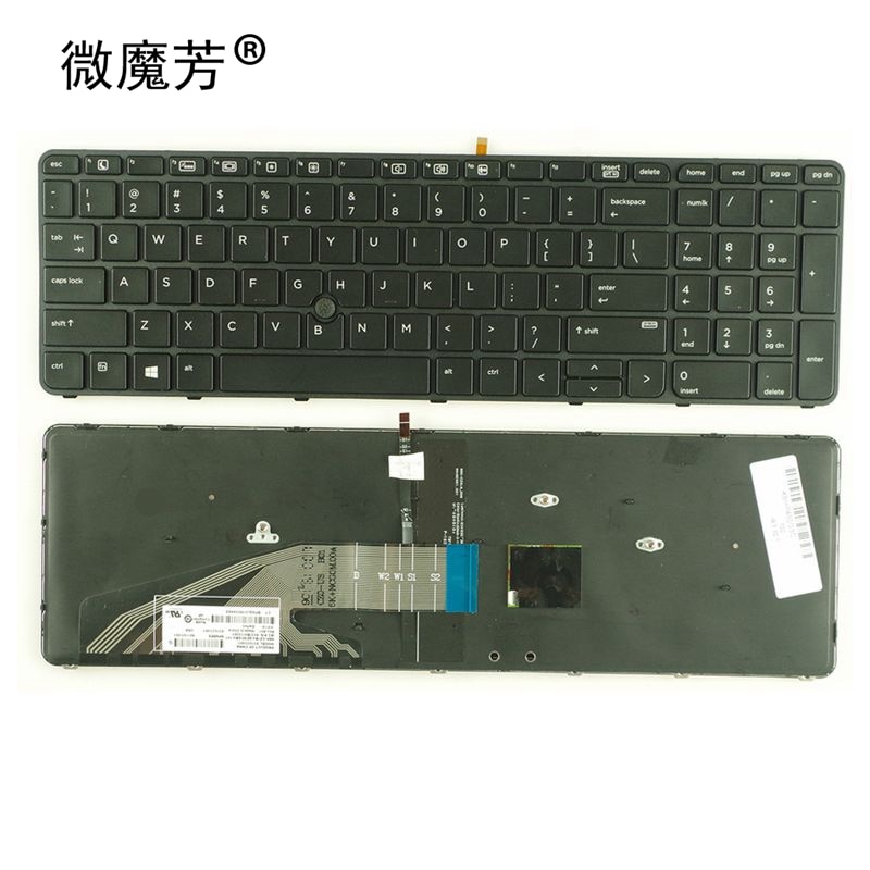 US Laptop Keyboard For HP ProBook 450 G3 455 G3 470 G3 BLACK FRAME BLACK with Backlit PN: 9Z.NCGBV.201 6037B0115101