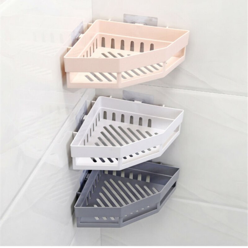 Seamless Sticker Triangle Shelf Toilet Storage Rack Kitchen Bathroom Toilet Shelf Corner Storage Rack
