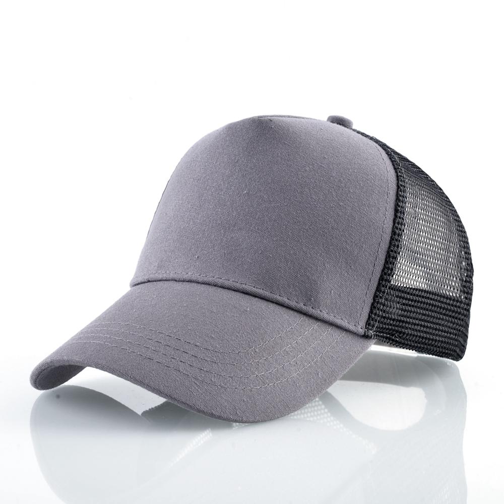 Ballena equipada gorra de béisbol Snapback de de verano sombrero de camionero gorra al aire libre de malla de gorros de Hip Hop para las mujeres Casual tapas: Solid color-Gray