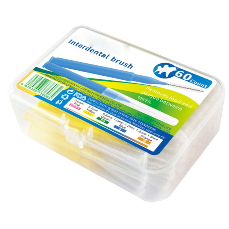 60 Stks/doos Volwassenen Interdentale Borstels Schoon Tussen Tanden Floss Kwasten Tandenstoker Tandenborstel Dental Oral Care Tool 5 Kleur Gezondheid