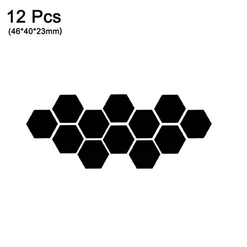 12 Pièces/ensemble BRICOLAGE 3D Miroir Mur Autocollant Hexagone Décor À La Maison Décor De Miroir Autocollants Art Décoration Murale Autocollants multicolore Directe: Black / 46x40x23mm