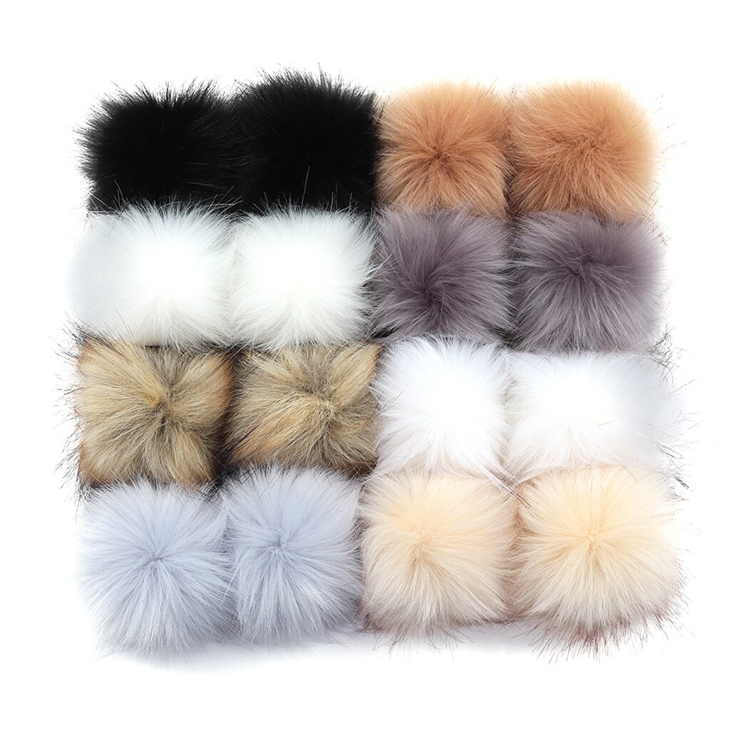 16 Pcs 10Cm Winter Faux Bont Bal Vrouwen Pompom Auto Tas Sleutelhanger Sleutelhanger Elastische Diy Sleutelhanger Konijn Haar lamp Zakken Decor