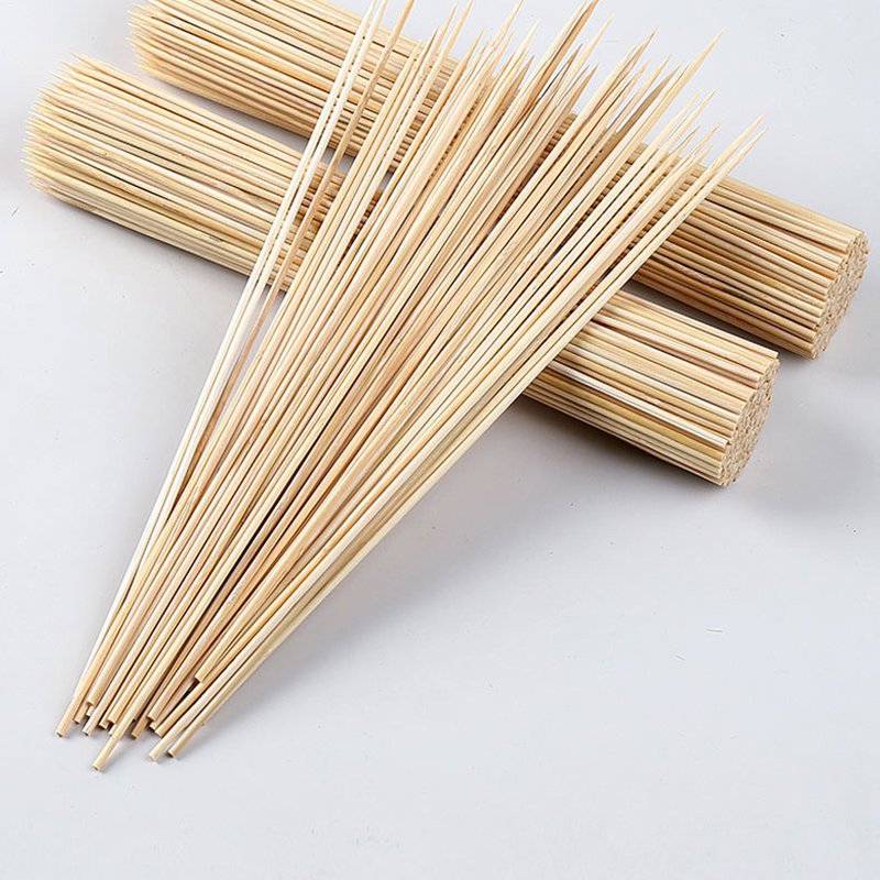 100pcs Bamboo Skewer Sticks Sturdy Disposable Barbecue Fruit Sticks Barbecue Party Buffet Food BBQ Tools Accessorie