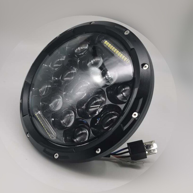 7 inch LED Headlight Moto H4 Projector DRL Halo Headlamp with 7 inch black Housing bucket Motorcycle Accessories