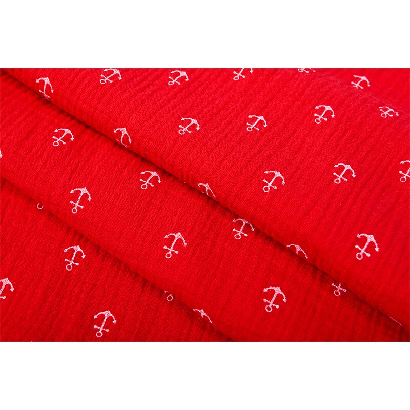 Double Cotton Gauze Muslin Printed Fabric Diy Double Gauze Fabric For Baby 100% Cotton Fabric Cotton Muslin Double Fabric: 10cm customized / red