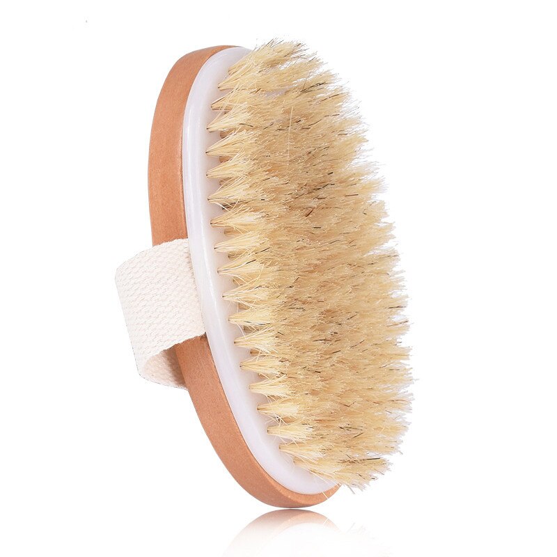 1pc Body Dry Brush Natural Boar Bristle Organic Dry Skin Body Brush Bamboo Wet Back Shower Brushes Exfoliating Bathing Brush